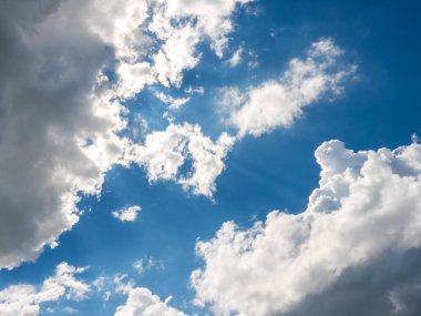 clouds and blue sunny sky,  white clouds over blue sky, Aerial view,  nature blue sky white cleat weather.