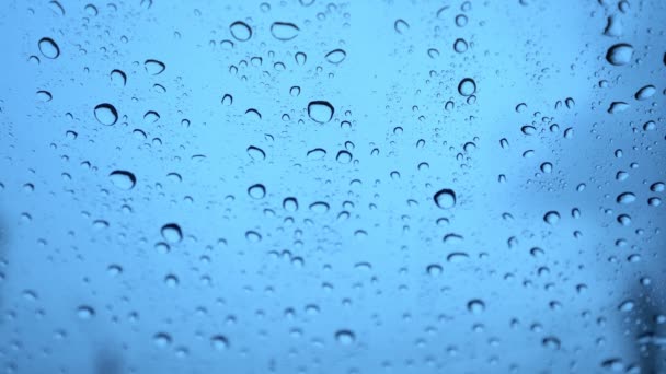 Regnvatten Droppar Faller Ner Bilglaset Regn Droppar Fönstret Glas Och — Stockvideo