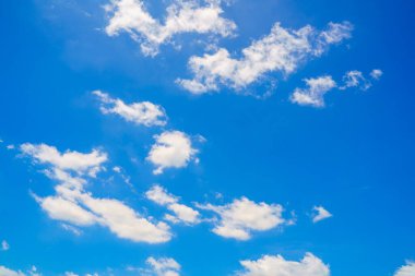 clouds and blue sunny sky,  white clouds over blue sky, Aerial view,  nature blue sky white cleat weather.