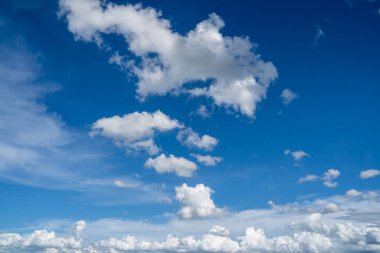 clouds and blue sunny sky,  white clouds over blue sky, Aerial view,  nature blue sky white cleat weather.