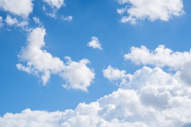 clouds and blue sunny sky,  white clouds over blue sky, Aerial view,  nature blue sky white cleat weather.
