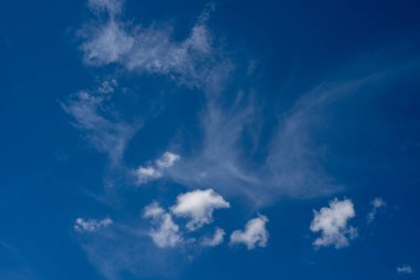 clouds and blue sunny sky,  white clouds over blue sky, Aerial view,  nature blue sky white cleat weather.