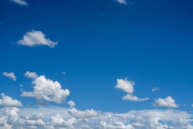 clouds and blue sunny sky,  white clouds over blue sky, Aerial view,  nature blue sky white cleat weather.