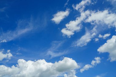 clouds and blue sunny sky,  white clouds over blue sky, Aerial view,  nature blue sky white cleat weather.