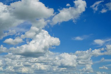 clouds and blue sunny sky,  white clouds over blue sky, Aerial view,  nature blue sky white cleat weather.