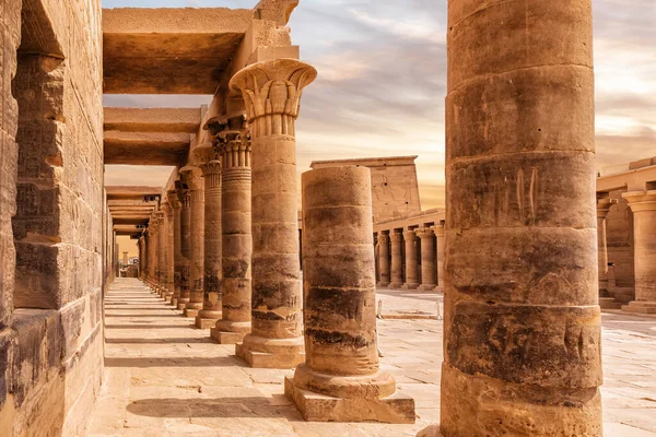 Stolice Wschodniej Kolumnady Wyspy Philae Świątynia Isis Aswan Egipt — Zdjęcie stockowe