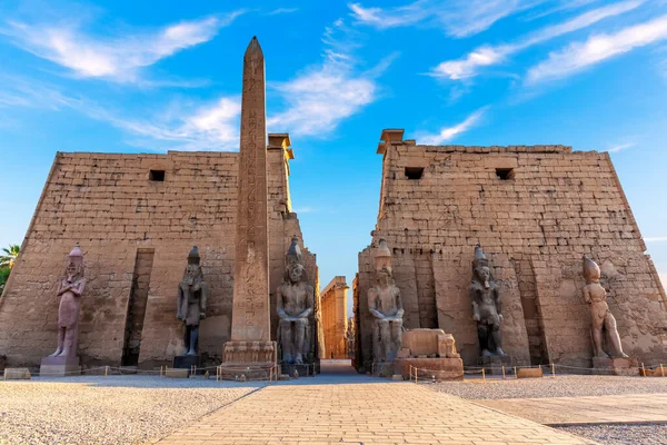 Luxor Temple Main Entrance First Pylon Obelisk Egypt — Stock fotografie