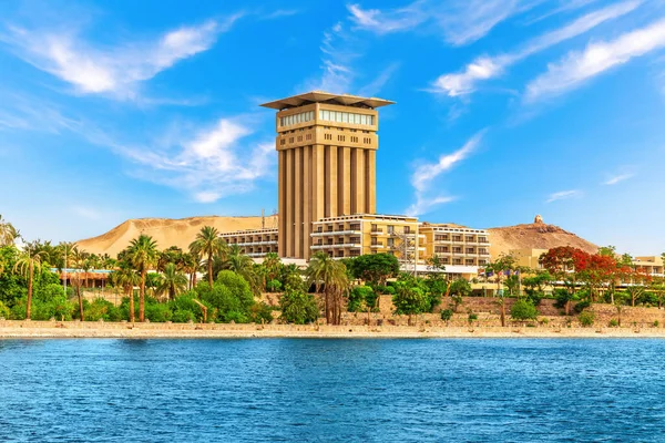 Aswan River View Buildings Hotels Nile Egypt — Foto de Stock