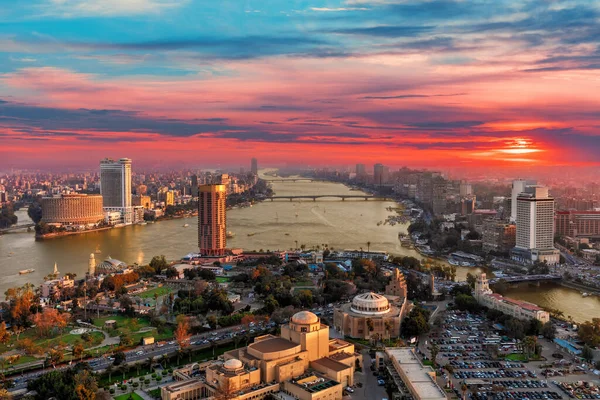 Kahire Şehir Merkezi Gezira Adası Nil Nehri Kule Nin Havadan — Stok fotoğraf