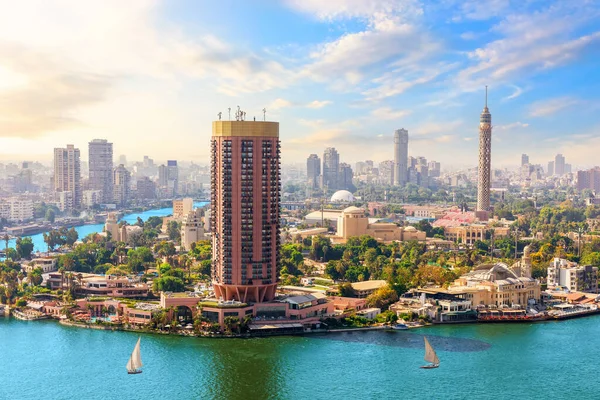 Панорама Центра Каира Башню Нил Отели Египет — стоковое фото