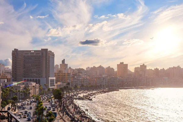 Alexandrië Zeekust Prachtig Uitzicht Een Beroemde Stad Van Egypte — Stockfoto