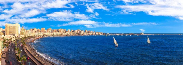 Skenderiye Kıyısı Akdeniz Hava Manzarası Mısır Stok Fotoğraf