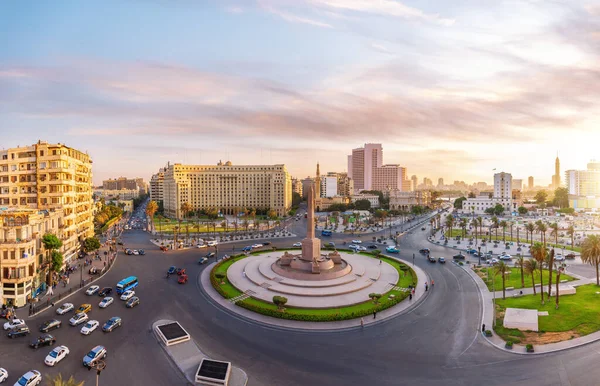 stock image Exclusive full panorama of Tahrir square, famous place in the centre of Cairo, Egypt.