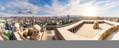 The Mosque of Ibn Tulun aerial panorama, one of the most famous and ancient in Egypt, Cairo. clipart