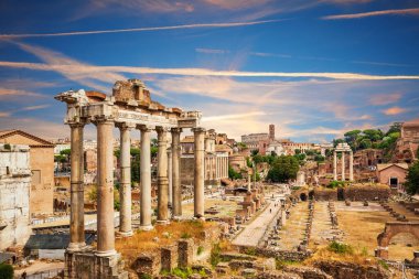 Mysterious Roman Forum ruins near the Coliseum, Rome, Italy. clipart