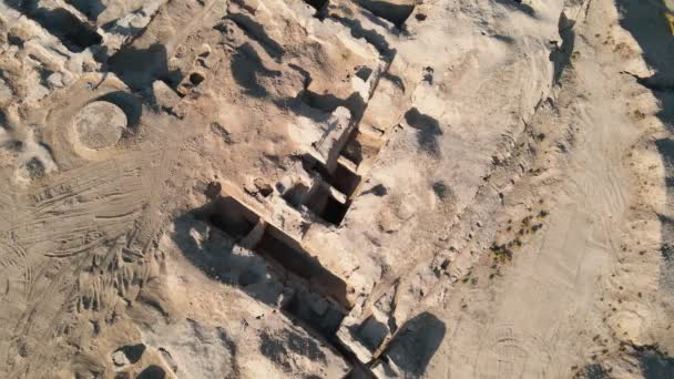Vuelo Con Drones Sobre Sitios Arqueológicos Desierto Vista Aérea — Vídeo de stock