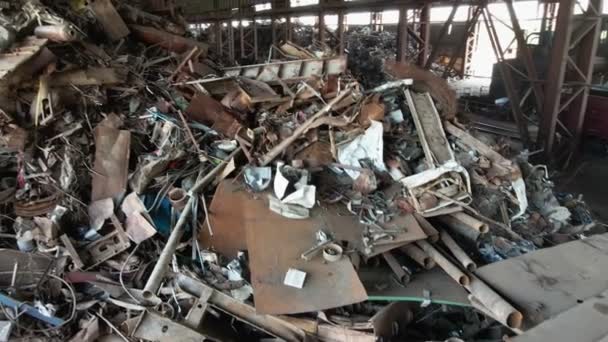 Drone Flight Scrap Yard Stored Metal — Stock Video
