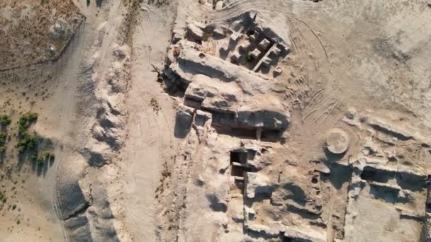 Lot Dronem Nad Stanowiskami Archeologicznymi Pustyni Widok Lotu Ptaka — Wideo stockowe