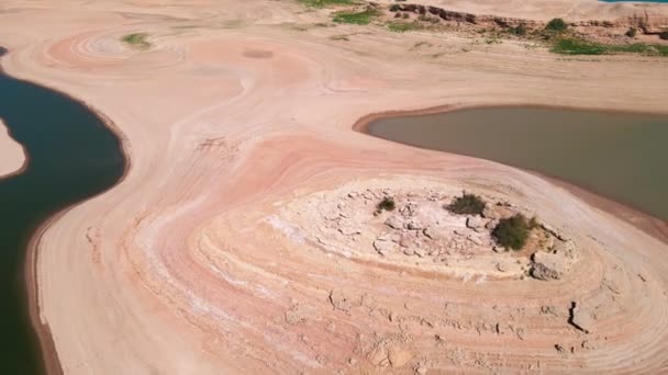 Lot Dronem Nad Suchą Playa Typu Jezioro Wśród Suchego Stepu — Wideo stockowe