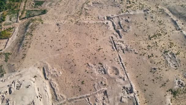 Drone Vlucht Archeologische Vindplaatsen Woestijn Luchtzicht — Stockvideo