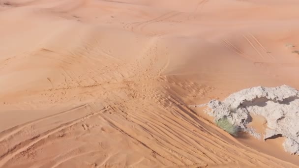 Drone Flight Sand Dunes Desert United Arab Emirates Aerial View — Stock Video
