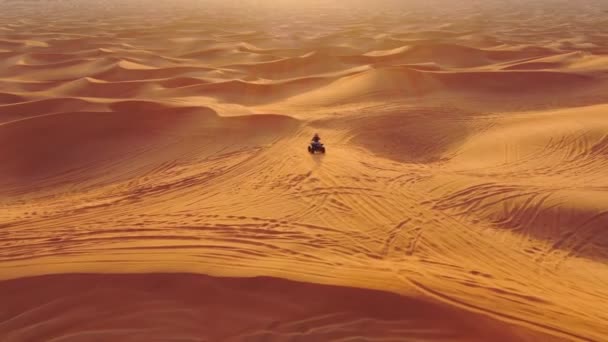 Drone Survole Des Quads Circulant Dans Les Dunes Sable Désert — Video