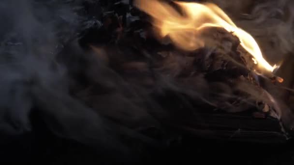 Doğu Tarzı Antik Bir Binada Geceleri Kuru Gazilerin Ateşinde Yanan — Stok video