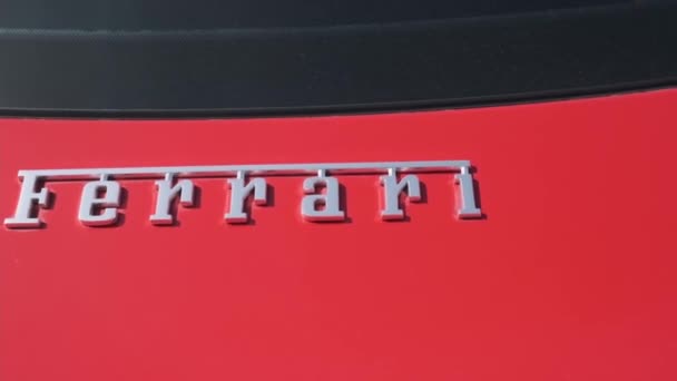 Dubai Uae 2018 Close Logo Name Red Expensive Sports Car — Stock Video