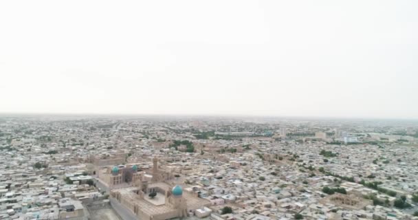 Vlucht Van Drone Beroemde Oude Ark Fort Bukhara Bij Dageraad — Stockvideo