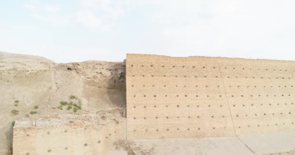 Політ Дронів Вздовж Старовинних Стін Фортеці Ковчег Бухарі Вид Повітря — стокове відео