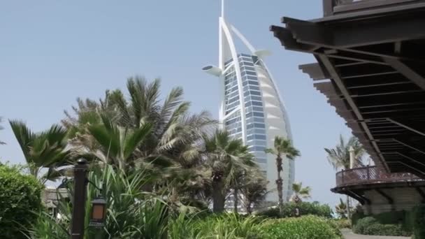 Hotel Beira Mar Rodeado Por Palmeiras Nos Emirados Árabes Unidos — Vídeo de Stock
