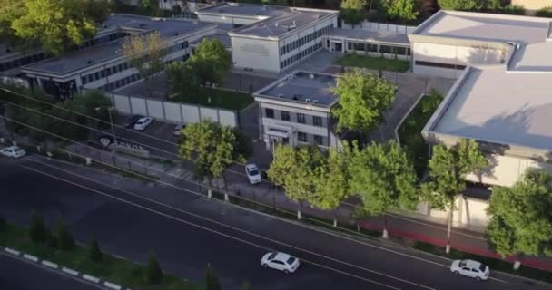 Dron Vuela Sobre Casas Rodeadas Árboles Ciudad Verano Durante Día — Vídeos de Stock
