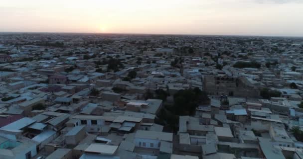 Drohnenflug Morgengrauen Über Der Altstadt Von Buchara Usbekistan Luftaufnahme — Stockvideo