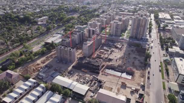 Drone Survole Des Immeubles Grande Hauteur Construction Vue Aérienne — Video