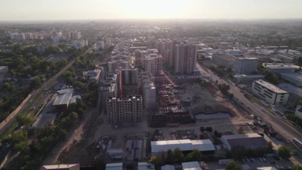Drone Survole Des Immeubles Grande Hauteur Construction Vue Aérienne — Video