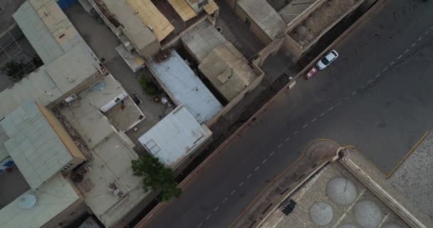 Безпілотник Летить Над Будинками Старого Бухари Узбекистан Хмарно Вранці Повітряний — стокове відео