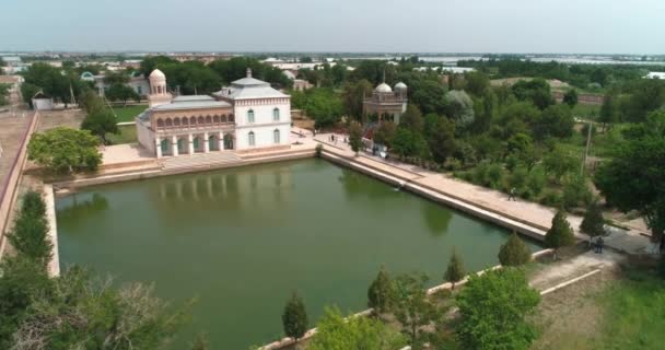 Drone Vuela Sobre Piscina Del Sitorai Mohi Hosa Palace Residencia — Vídeos de Stock