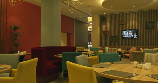 Tashkent Uzbequistão 2022 Panorama Café Acolhedor Sem Visitantes Movimento Lento — Vídeo de Stock