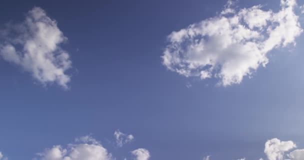 Σπάνια Σύννεφα Στον Γαλάζιο Ουρανό Μια Καλοκαιρινή Μέρα Αργή Κίνηση — Αρχείο Βίντεο
