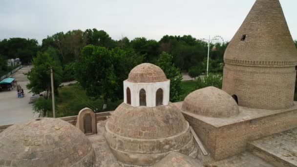Ancient Asian Mausoleum Chashma Ayub Bukhara Uzbekistan Drone Aerial View — Stock Video