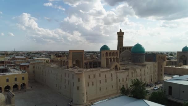 Een Drone Vliegt Trading Domes Bukhara Het Oude Bukhara Oezbekistan — Stockvideo