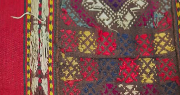Close Ornament Patterns Samarkand Carpets Uzbekistan Made According Classical Technology — Stock Video