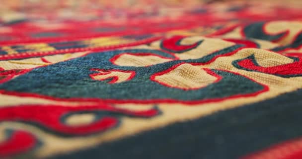 Detailed Plan Handmade Samarkand Carpets Made According Ancient Classical Technology — Stock Video