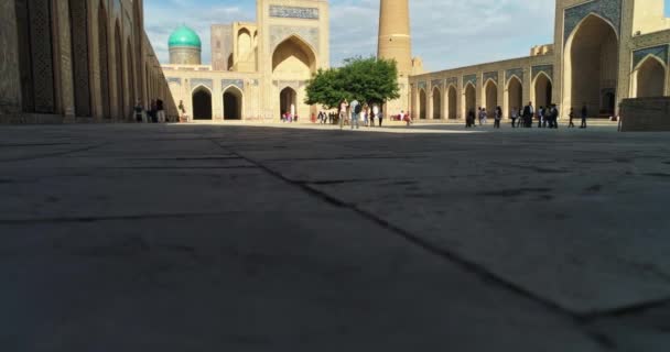Dziedziniec Starożytnego Kompleksu Ulugbek Madrasah Stary Bukhara Uzbekistan Widok Powietrza — Wideo stockowe