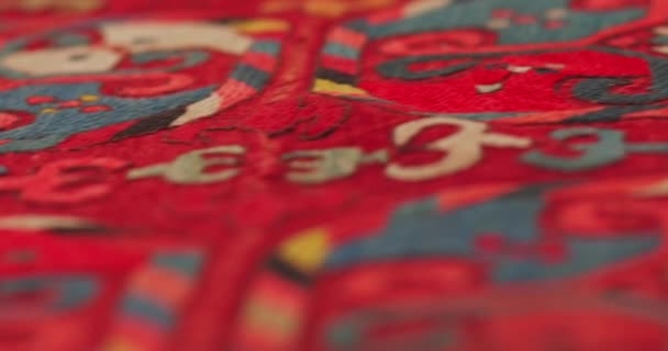 Detailed Plan Handmade Samarkand Carpets Made According Ancient Classical Technology — Stock Video