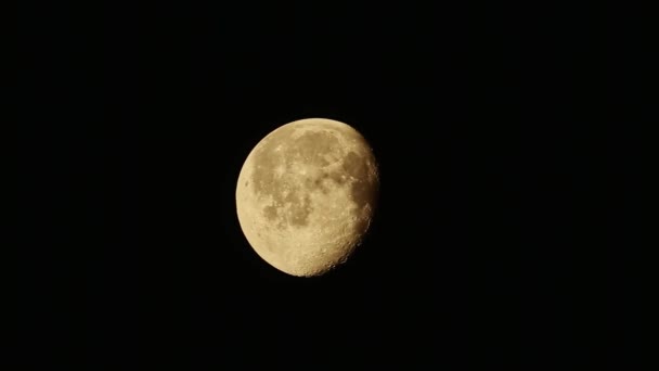 Bijna Volle Maan Aan Nachtelijke Hemel Een Heldere Wolkenloze Nacht — Stockvideo