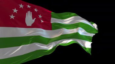 Abhazya 'nın rüzgarda dalgalanan ulusal bayrağının 3D animasyonu. Alfa kanalı mevcut..