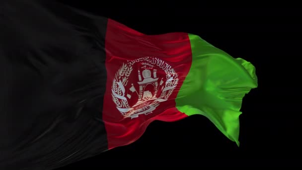 Анимация Государственного Флага Афганистана Машущего Ветром Альфа Канал Присутствует — стоковое видео