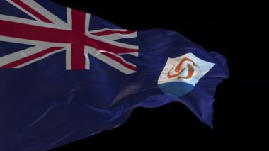 Anguilla 'nın rüzgarda dalgalanan ulusal bayrağının 3D animasyonu. Alfa kanalı mevcut..