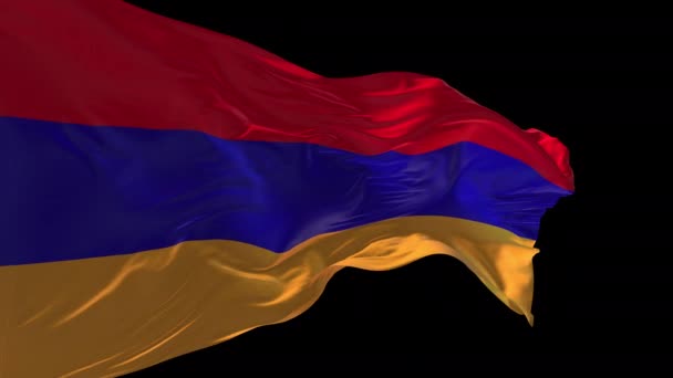Animace Národní Vlajky Arménie Vlnící Větru Alfa Kanál Přítomen — Stock video